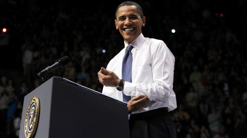 Le président Obama lors d'un discours sur la réforme de l'assurance maladie à Fairfax, en Virginie
