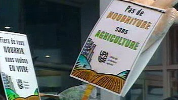 Manifestation d'agriculteurs à Québec