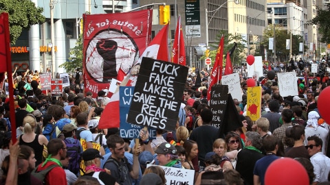 Manifestation contre le G8 à Toronto.