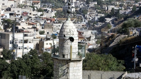 Le minaret de la mosquée al-Bustan, dans le quartier de Silwan