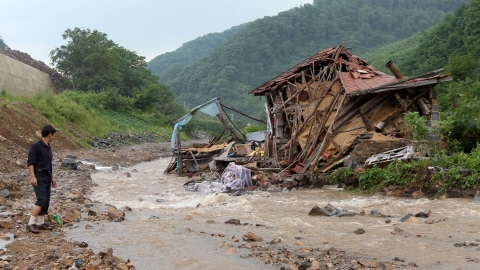 Les inondations dans la ville de Kuandian, en Chine