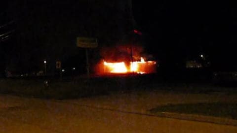 L'église Notre-Dame de Roberval en feu