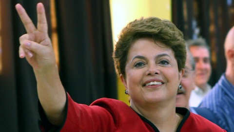 Dilma Rousseff après l'annonce de son élection à la présidence du Brésil, le 31 octobre 2010