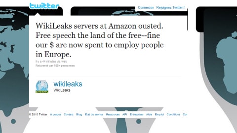 Wikileaks annonce sur Twitter avoir été expulsé des serveurs d'Amazon.com.