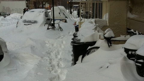 Une rue de New York sous la neige