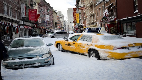 Le quartier chinois de Manhattan à New York sous la neige
