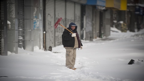 Le quartier chinois de Manhattan à New York sous la neige