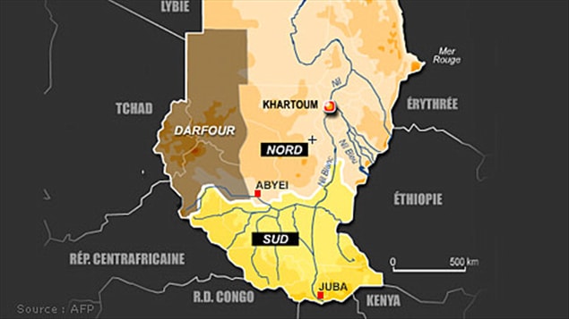La carte du Soudan en janvier 2011