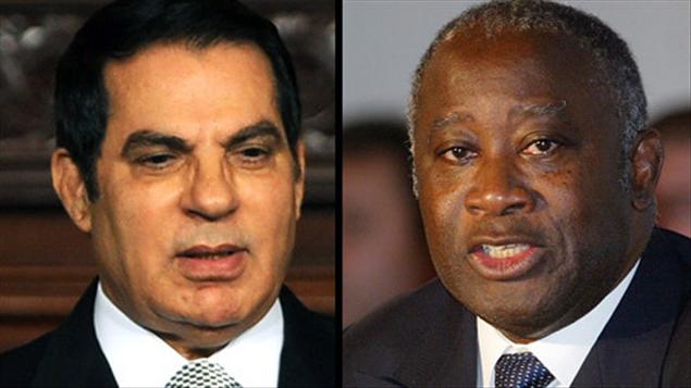 Zine El Abidine Ben Ali (G) et Laurent Gbagbo (D)