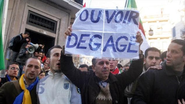 Des manifestants à Alger (22 janvier 2011)