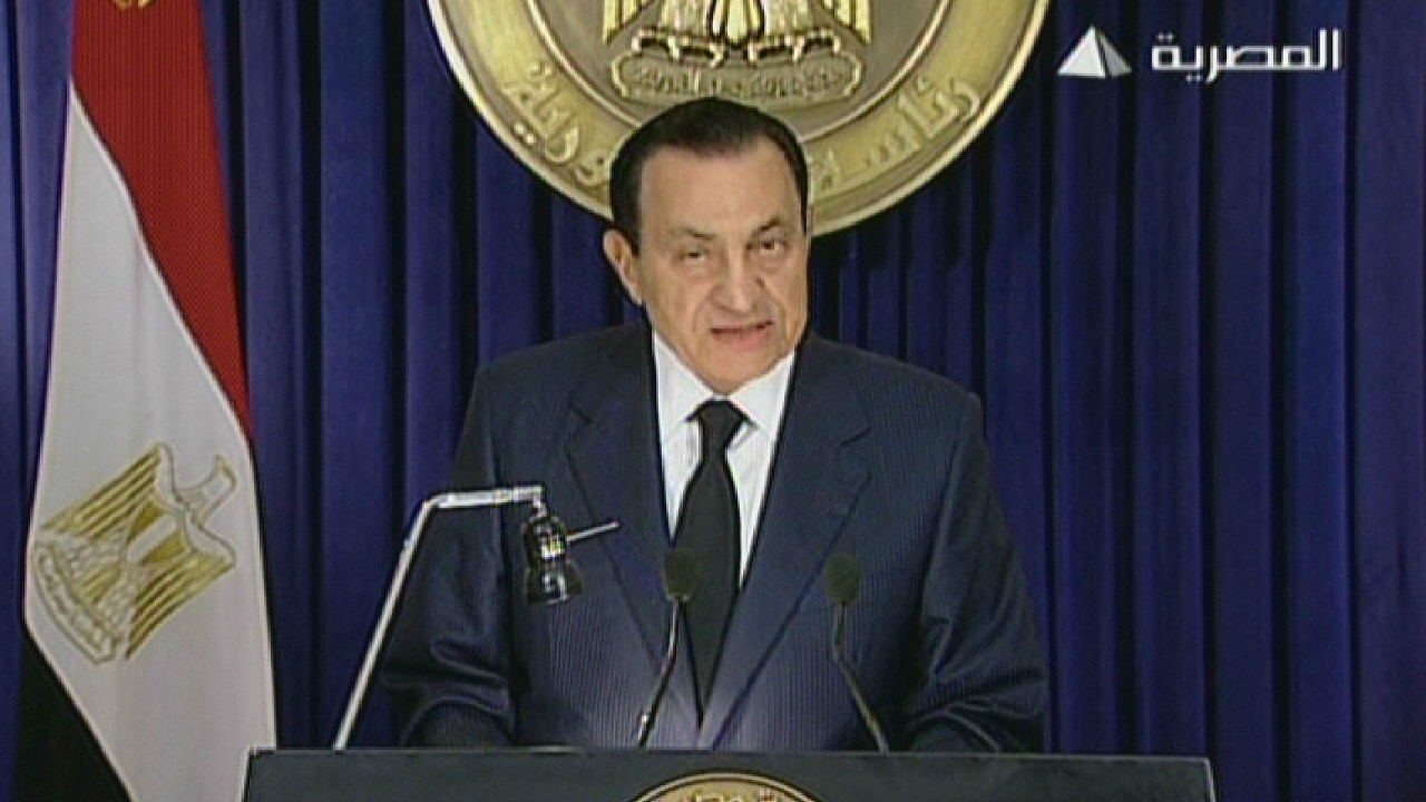Hosni Mubarak à la télévision égyptienne, le 1er février 2011.