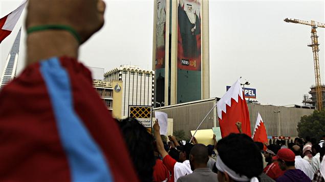 Les manifestants étaient toujours rassemblés dans le centre de Manama le 24 février.