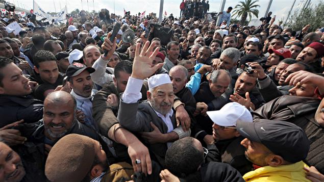 Rachid Ghannouchi a été accueilli par de nombreux partisans lors de son retour d'exil, le 30 janvier.