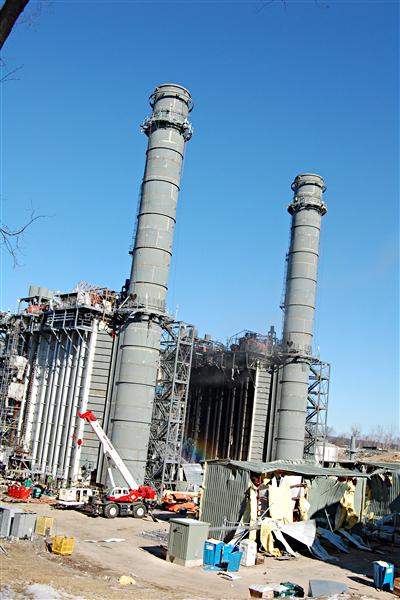 Construction d'une centrale à turbine à gaz à Middletown, aux États-Unis.