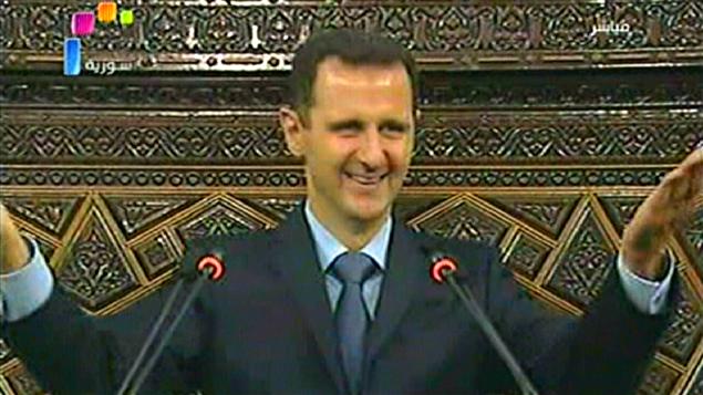 Le président syrien Bachar Al-Assad, lors de son discours au Parlement syrien.