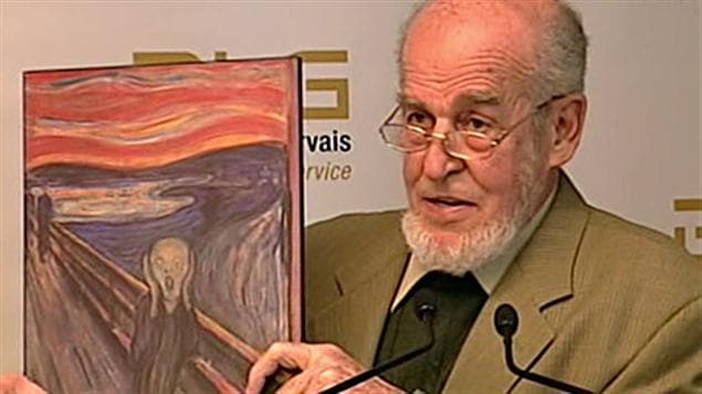 Réjean Hinse a brandi la célèbre toile Le cri, d'Edvard Munch, dans laquelle il dit avoir reconnu sa propre souffrance.