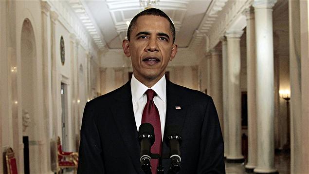 Le président américain Barack Obama s'adressant à la nation pour annoncer la mort de Ben Laden