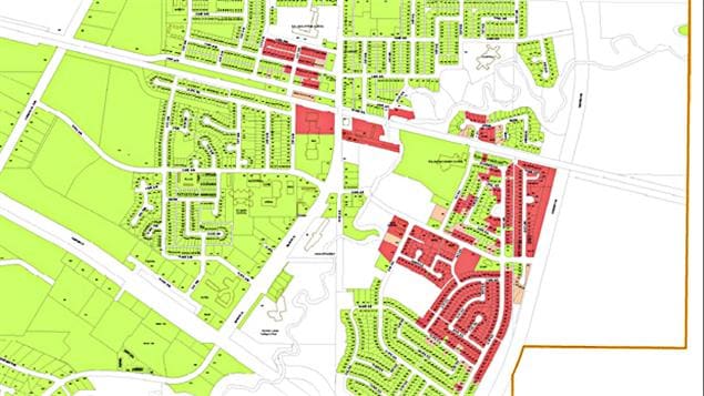 Une carte des maisons détruites ou endommagées à Slave Lake a été diffusée jeudi.