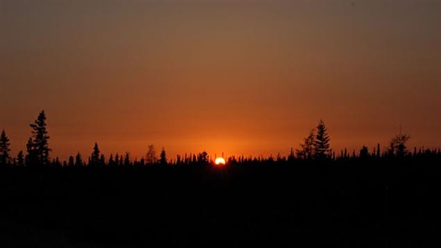 Levée de soleil sur la forêt boréale à Attawapiskat