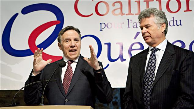 Les cofondateurs de la Coalition pour l'avenir du Québec, François Legault et Charles Sirois, le 21 février 2011
