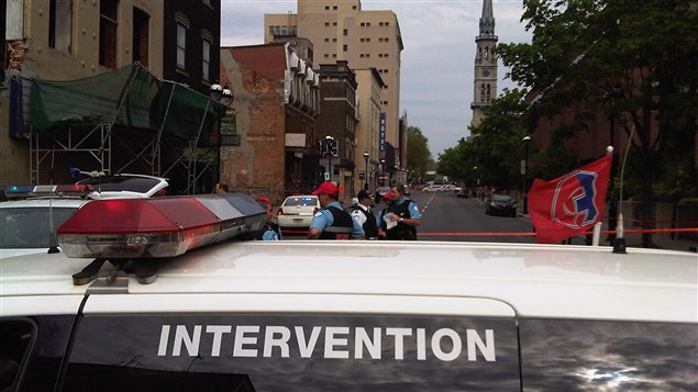 Le lieu de la fusillade sur la rue Saint-Denis, à Montréal