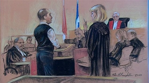 Croquis judiciaire du procès de Guy Turcotte.