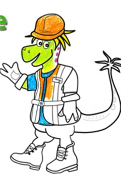 Le héros de la bande dessinée à colorier, Talisman Terry, de la compagnie pétrolière Talisman Energy.