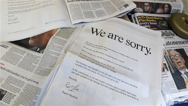 La lettre d'excuses de Rupert Murdoch