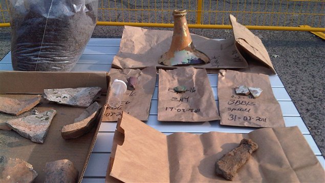 Artefacts trouvés sur le site de fouilles de Pointe-aux-Trembles