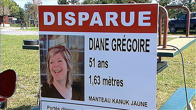 Affiche sur la disparition de Diane Grégoire
