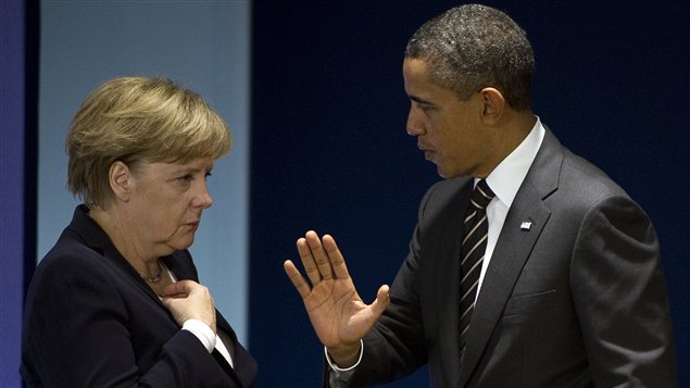 La chancelière allemande, Angela Merkel, et le président des États-Unis, Barack Obama