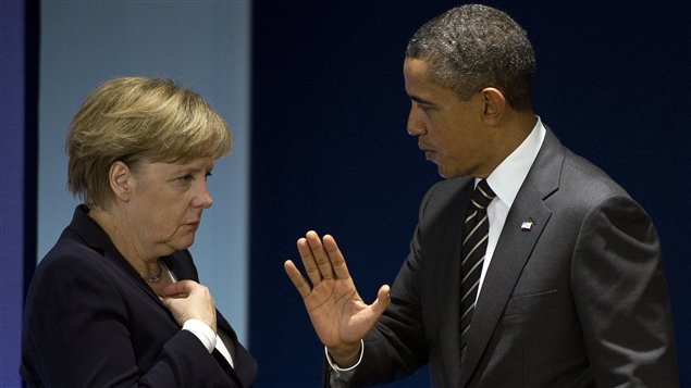 La chancelière allemande, Angela Merkel, et le président des États-Unis, Barack Obama