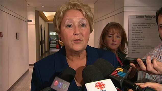 La chef du Parti québécois Pauline Marois après le lancement officiel de la Coalition Avenir Québec (CAQ)