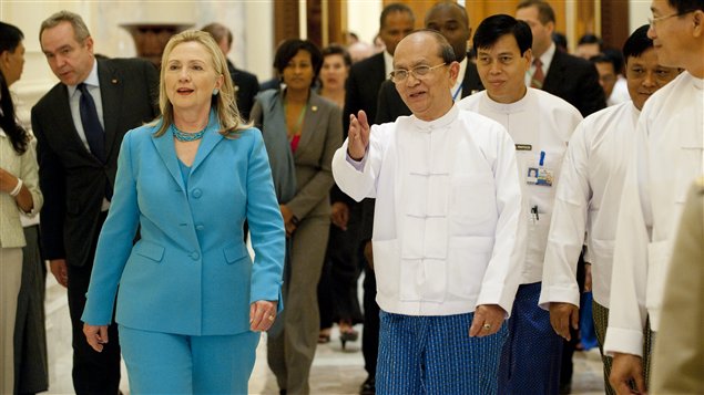 La secrétaire d'État américaine Hillary Clinton et le president birman Thein Sein