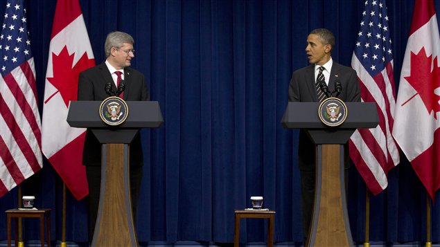 Le premier ministre canadien Stephen Harper et le président américain Barack Obama, à Washington