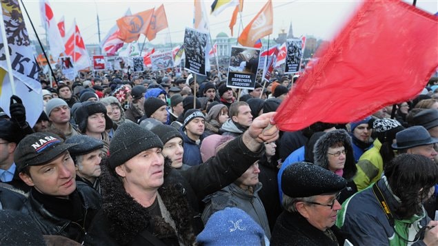Les contestataires rassemblés sur la place Bolotnaïa, dans le centre de Moscou