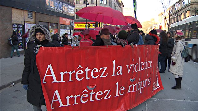 Manifestation pour la décriminalisation du travail du sexe à Montréal