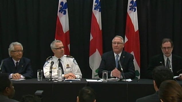 Le maire Gérald Tremblay s'adresse aux médias.