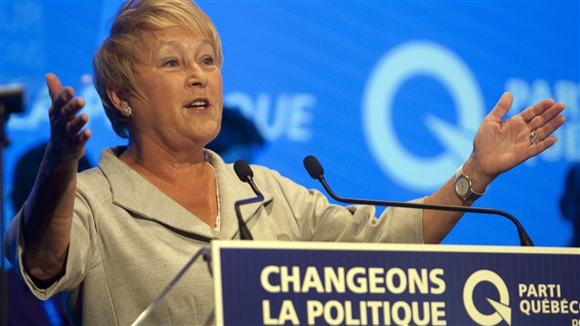 La chef du PQ, Pauline Marois, lors de son discours de clôture.