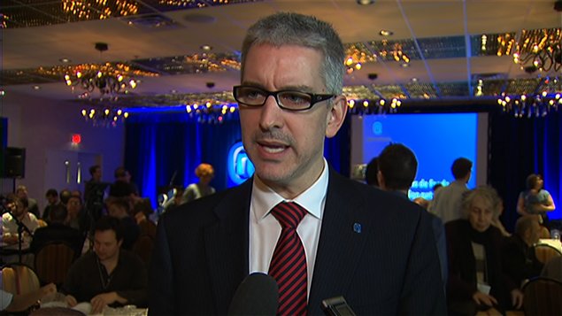 Jean-Martin Aussant lors du congrès de fondation d'Option national à Bécancour