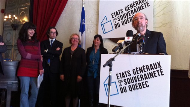 Le président du Conseil de la souveraineté du Québec, Gérald Larose, au lancement des États généraux sur la souveraineté du Québec (Montréal, 4 mars 2012)