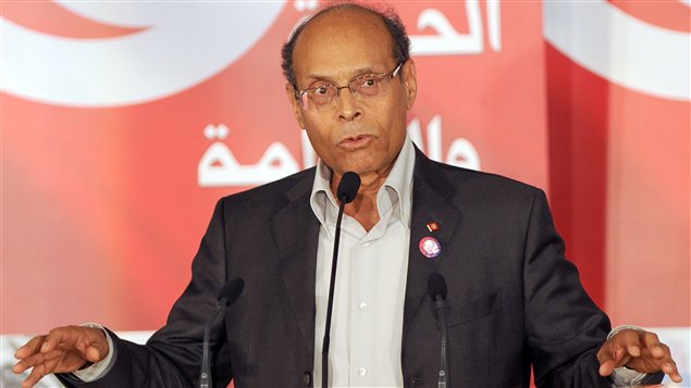 Le président tunisien Moncef Marzouki lors d'un discours à Tunis, en janvier 2012