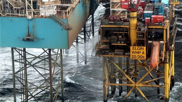La plate-forme de Total, confronté à une importante fuite de gaz en mer du Nord.