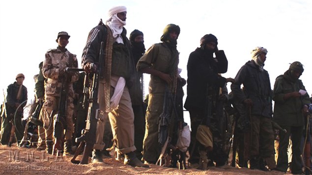 Des membres du Mouvement national pour la libération de l'Azawad (MNLA) en février 2012.