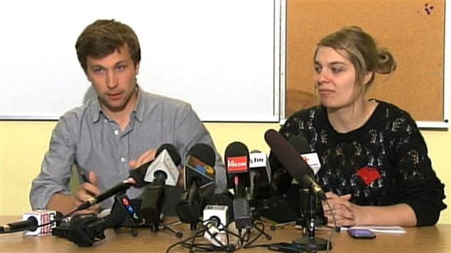 Les porte-parole de la CLASSE, Gabriel Nadeau-Dubois et Jeanne Reynolds.
