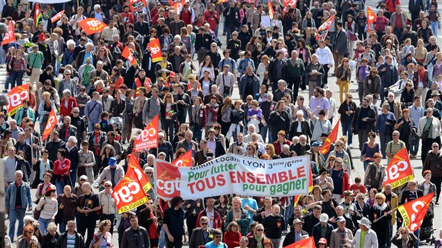 Marche du premier mai à Lyon.