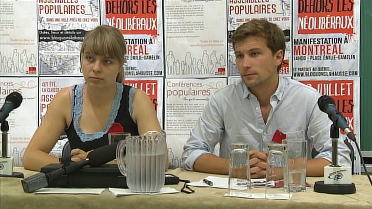 Les porte-parole de la CLASSE, Jeanne Reynolds et Gabriel Nadeau-Dubois