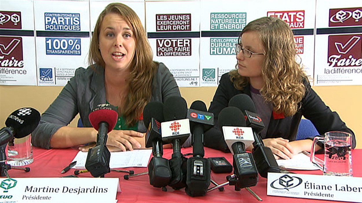 Martine Desjardins, présidente de la FEUQ et Éliane Laberge, présidente de la FECQ