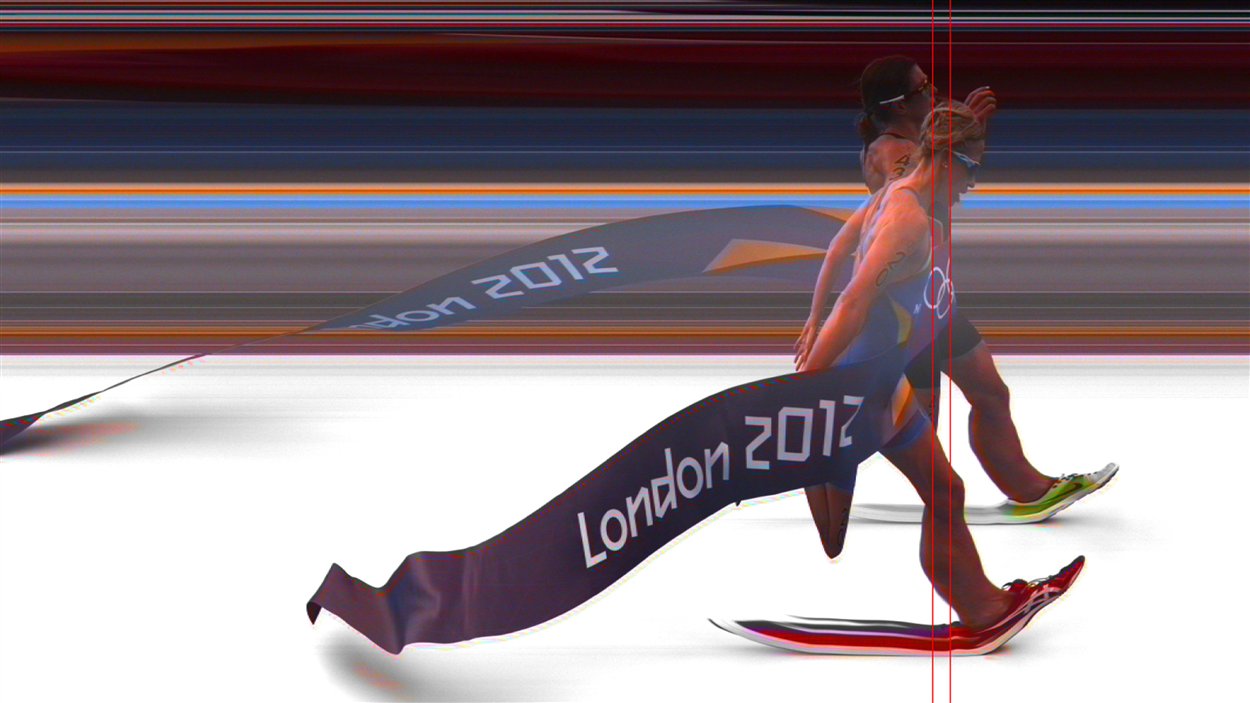 La photo d'arrivée du triathlon féminin des Jeux de Londres.