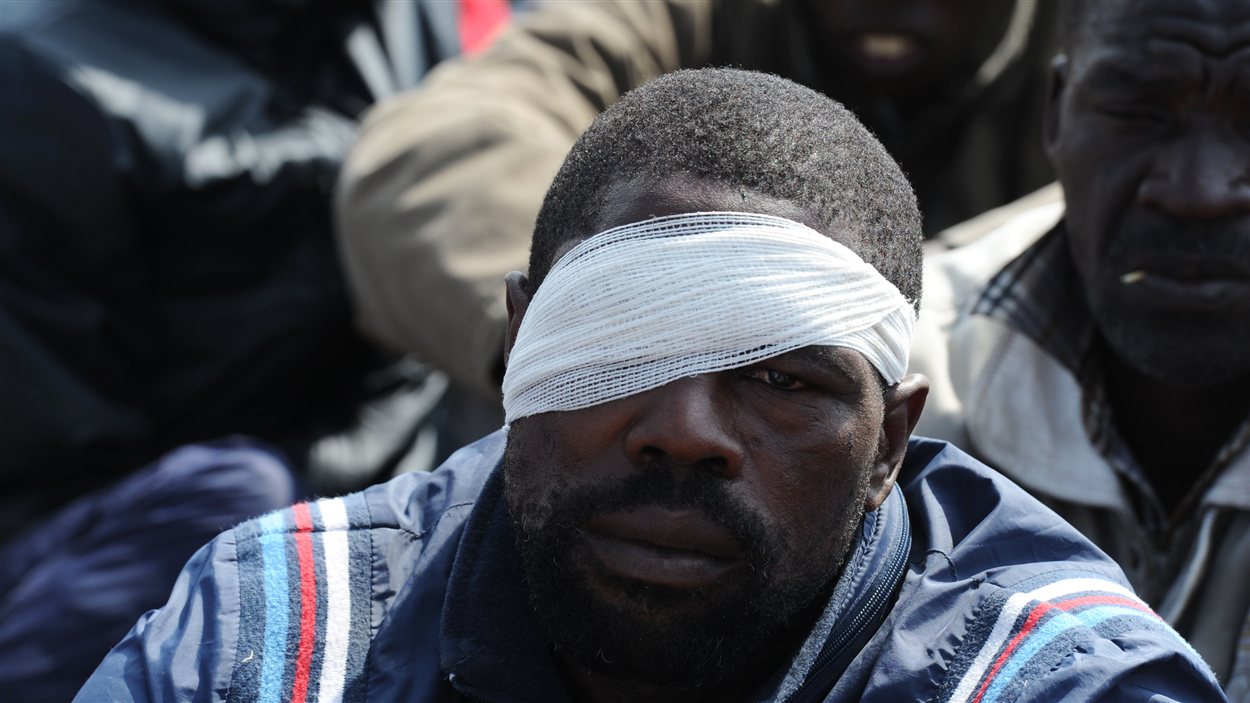 Un mineur blessé à Marikana en Afrique du Sud.